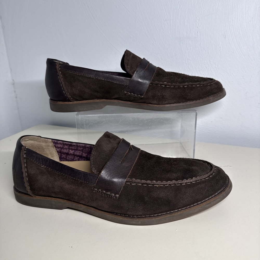Sebago Shoes Men Size 10,5 M Brown Penny Loafer Suede Moccasin Slip On #B810319